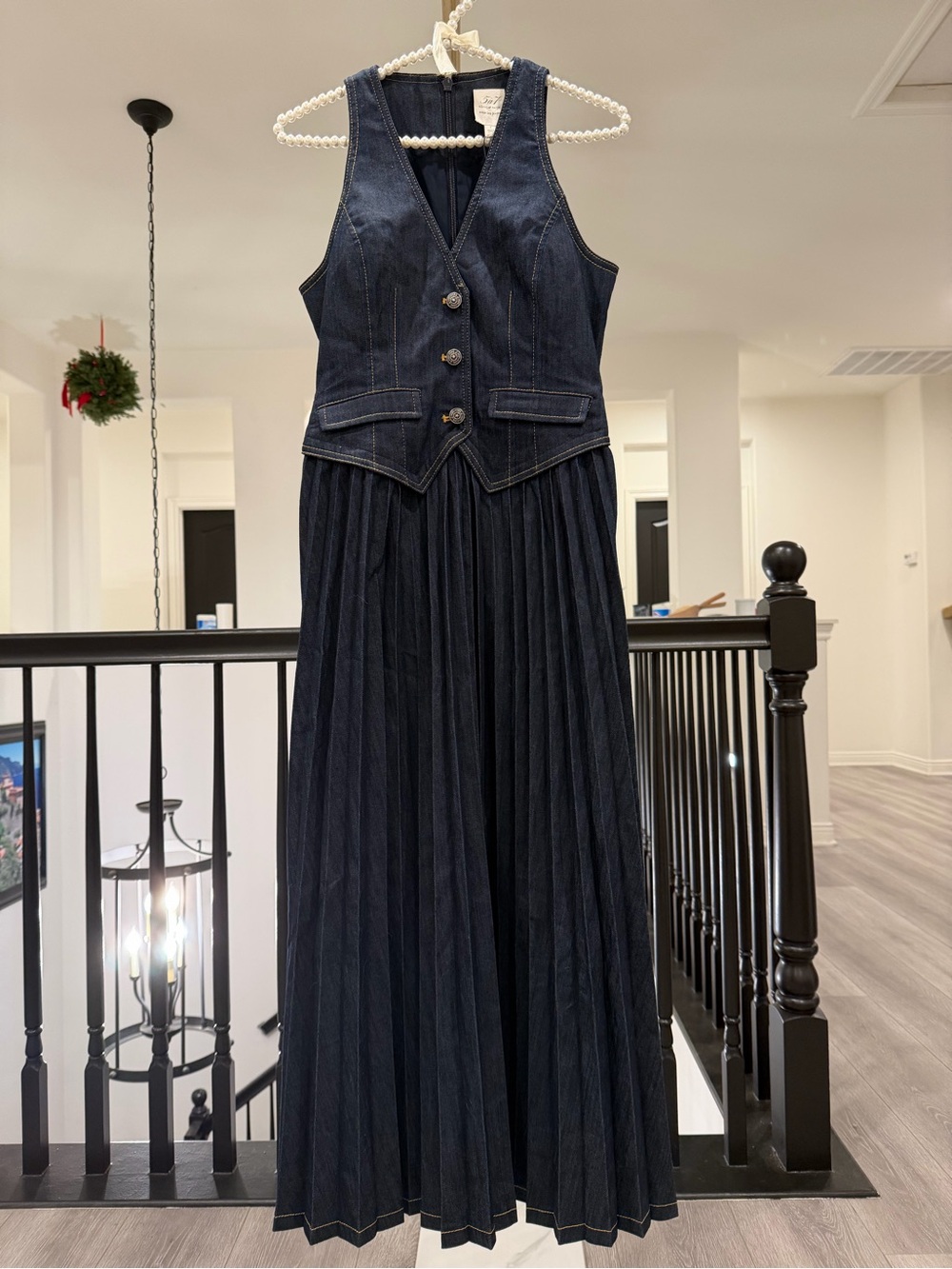 Cinq à Sept Pleated Denim Midi Dress